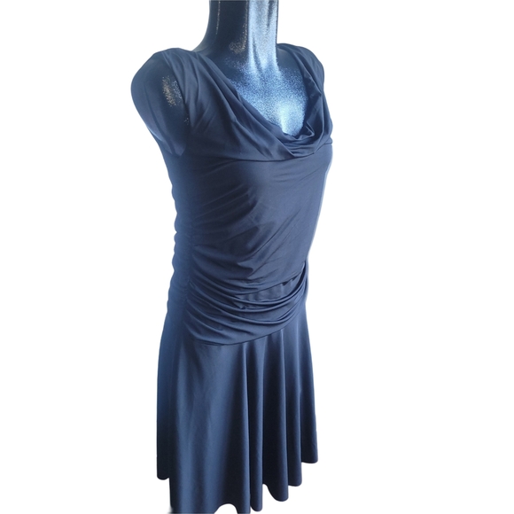 Nicole Benisti Black Sleeveless Draped Neckline Dress M - Picture 2 of 6